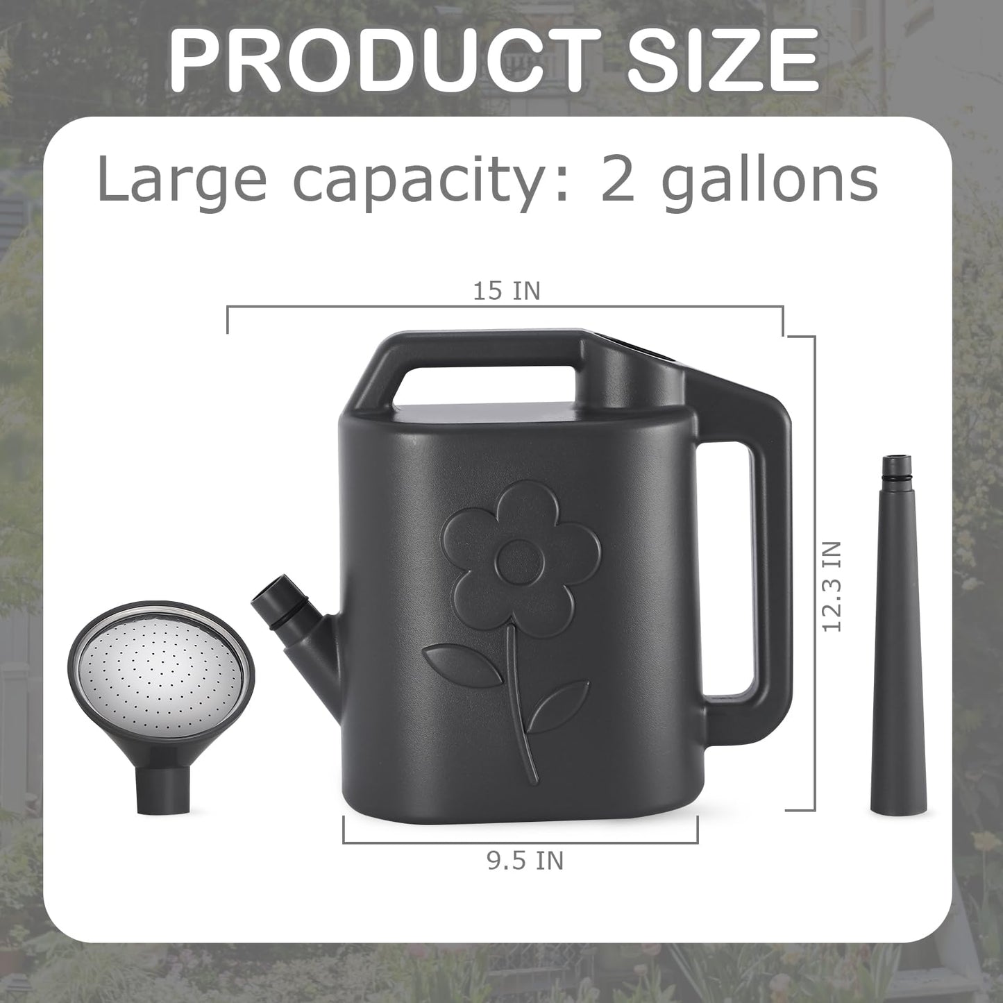 2 Gallon Watering Can for Indoor Plants, Garden Watering Cans for Outdoor Plant House Flower, Modern Plant Watering Can Large Long Spout with Sprinkler Head