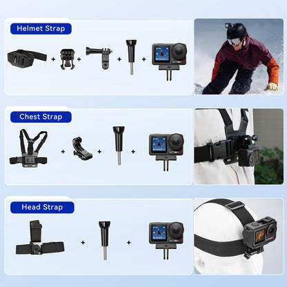 DJI Osmo Action 5 Pro Standard Combo,with 58 Piece Accessory Kit+ 64GB Card - Waterproof Action Camera with 1/1.3" Sensor, 4K/120fps Video, Action Camera 4K Ideal for Sports (Total 1 Battery)