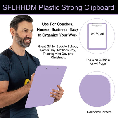 1 PCS A4 Clipboards,Plastic Clipboard with Pen Holder,Clip Boards 8.5x11 with Low Profile Clip,Cute Hanging Clipboard for School Office Supplies Clipboards for Kids,Portable ClipBoard for Nurse-Purple