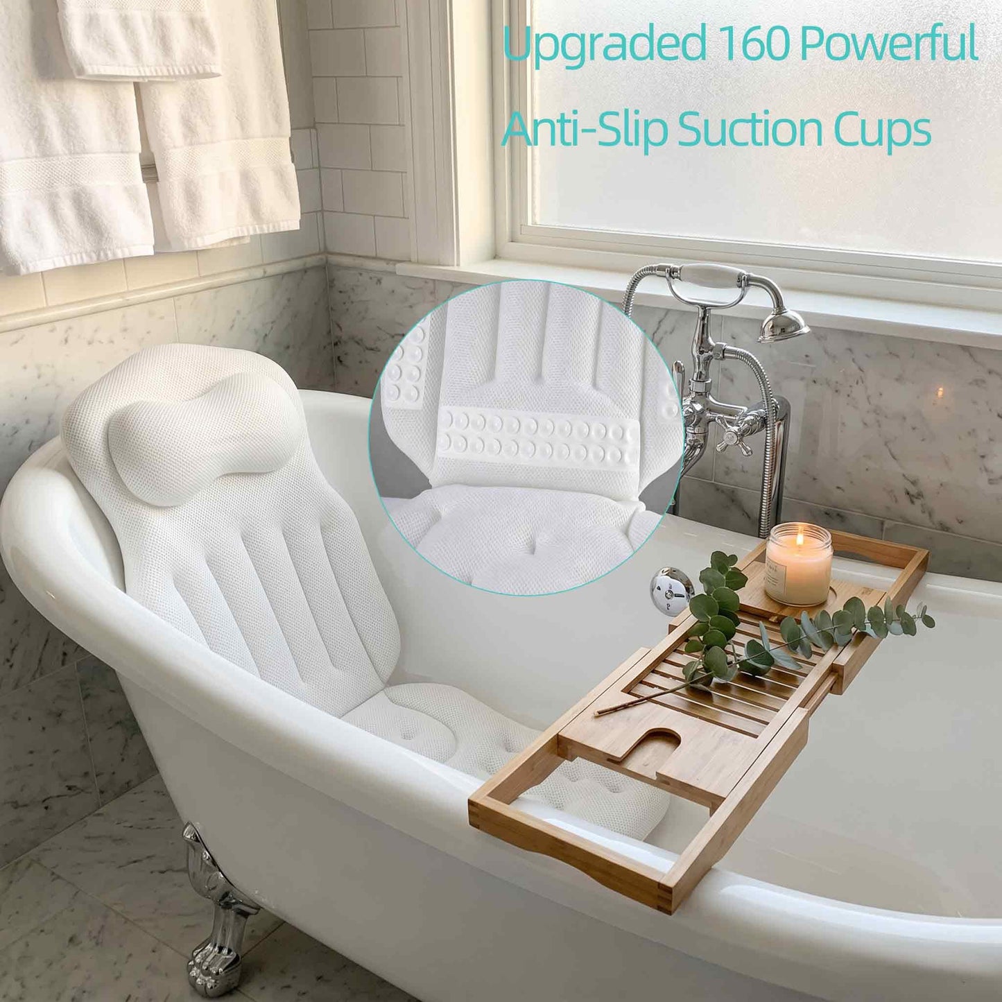 RWUSX Bath Pillows for Tub Full Body, Luxury Bathtub Pillow Cushion, Bubble Bath Mat for Tub Spa