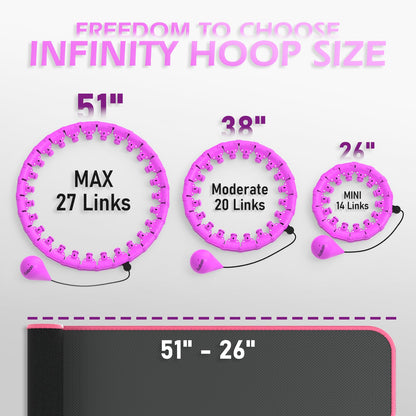 JLoibao Weighted Hula Circle for Adults Weight Loss, Infinity Hoop Fit Plus Size 51 Inch, Include 27 Detachable Links and Waist Trainer for Women