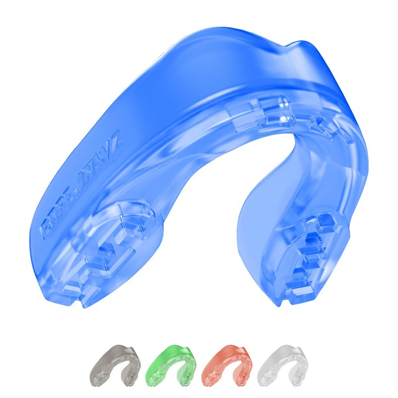 SAFEJAWZ Mouth Guard, Elements Dual Layer Mouthguard for Adults with Case, Easy Fit Remoldable Mouthpiece for Football, Boxing, Lacrosse, Basketball & All Contact Sports (Adult 12+ Years, Ice Blue)