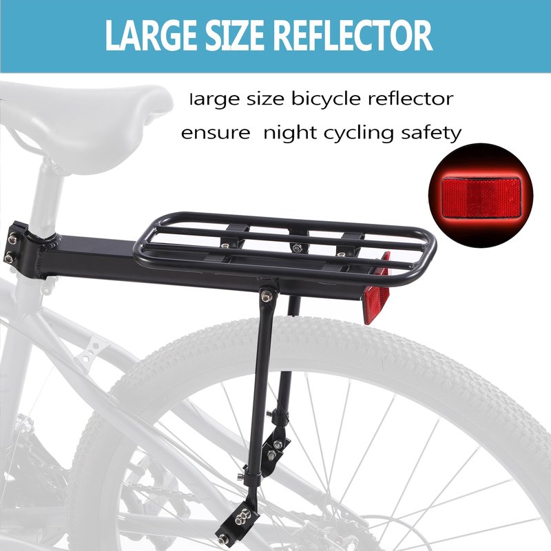YONTUO BCR13V1:Rear Bike Rack,Bike Cargo Rack,Aluminum Alloy,Large Size Reflective,Full - Enclosed Integrated Chuck,Universal