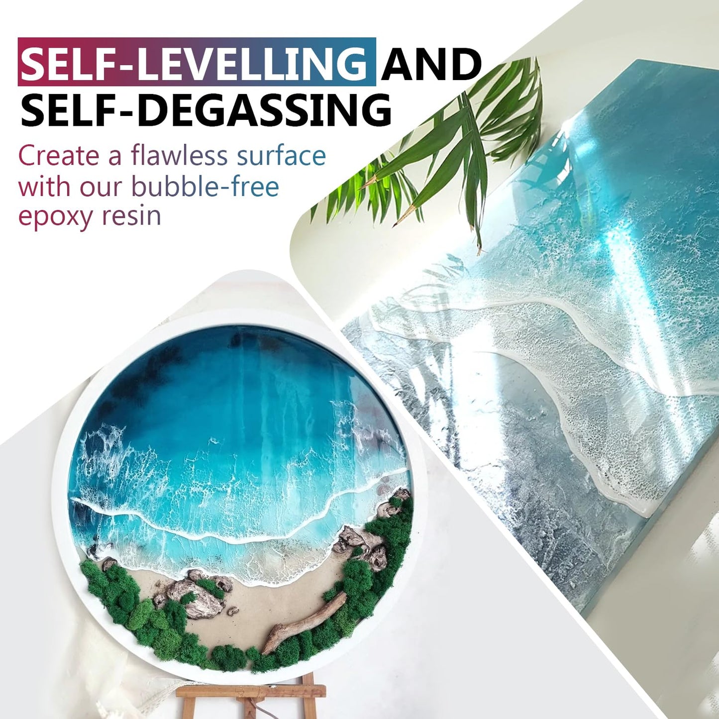 Epoxy Resin 2 Gallon Kit, Crystal Clear Epoxy Resin High Gloss, Easy Mix 1:1 Bubbles Free Art Resin for Coating and Casting, Countertop, Table Top, River Tables, Jewelry, Craft DIY, Molds