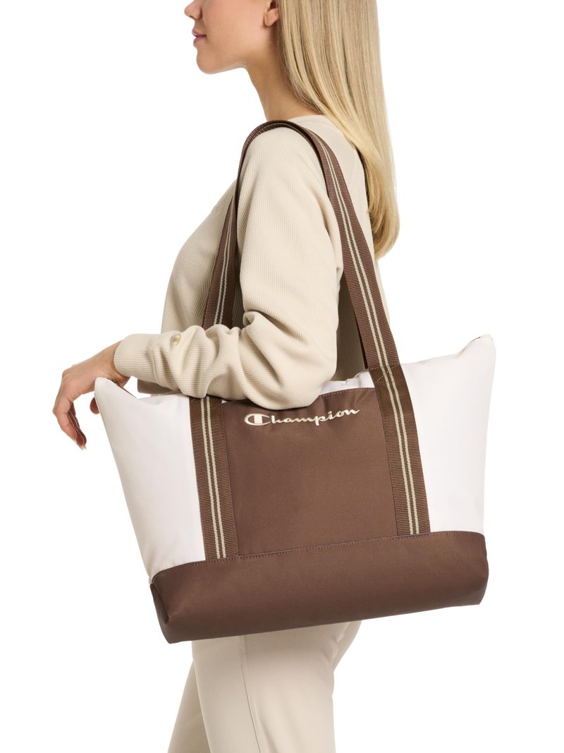 Champion Varsity Tote Bag with Zip Closure and Interior Mesh Pockets for Work, Travel, Daily Use