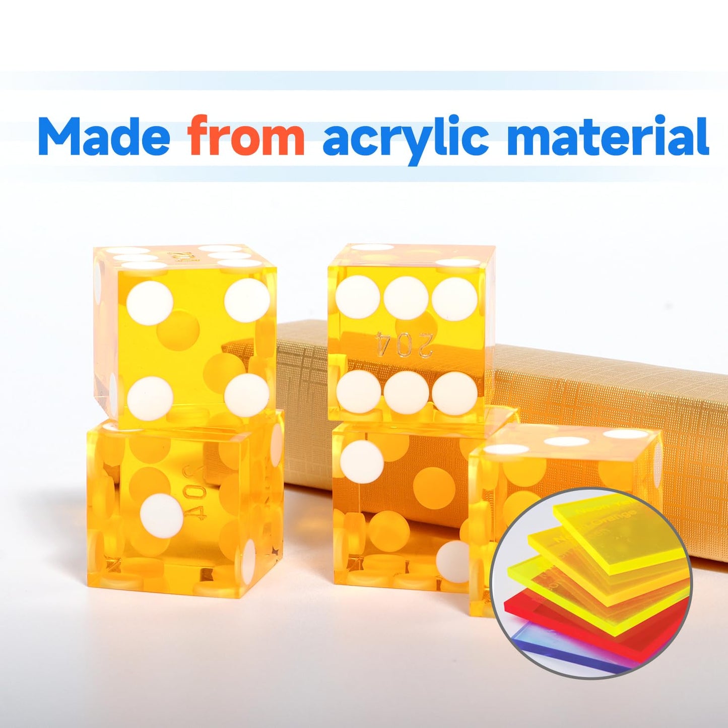 GSE Games & Sports Expert AAA Grade 19mm Pro Vegas Casino Style Craps Dice Set of 5 with Razor Sharp Edges & Matching Serialized Numbers for RPG, Dice Stacking, Yahtzee Dice Games