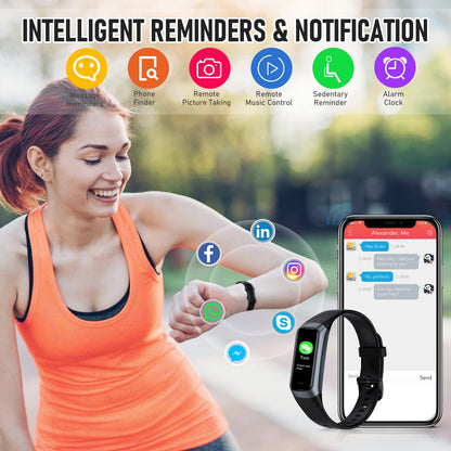 Bakoor Fitness Tracker, Blood Pressure Watch with 24/7 Heart Rate, 1.10" Step Counter Pedometer Calories Sleep Trackers, Activity Fitness Watch for Women Men