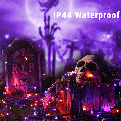 ODEETRONIC Orange & Purple Halloween Lights, 98.42ft 300 LED Orange Lights, Connectable 8 Modes Mini String Light, Plug in Twinkle Purple Halloween Light Waterproof for Holiday Party Home Garden Decor