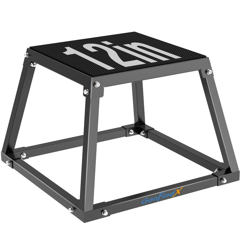 GanFindX Steel Plyometric Jump Box,12/13/18 Inch Heavy Duty Plyo Platform, Non-Slip Workout Step Box for Home Gym, Agility, Strength & Conditioning Training