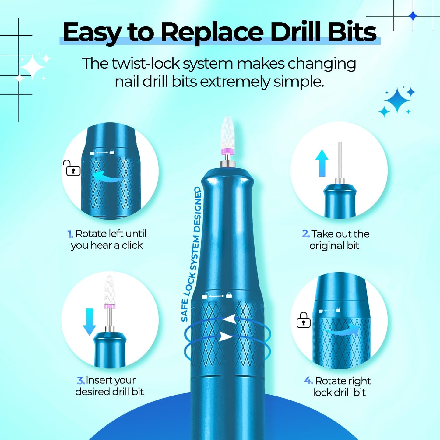 40000RPM Electric Nail File Drill Professional Kit, Drill Machine with LCD Display, Manicure Pedicure Polishing Acrylic Gel Nail Grinder for Salon, Home Use