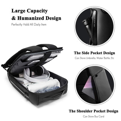 FANDARE Laptop Backpack Business Anti-theft Daypacks Travel Large Backpack with USB Charging Port Waterproof College School Computer Bag Bookbag for Women & Men Fits 15.6 Inch Notebook Black