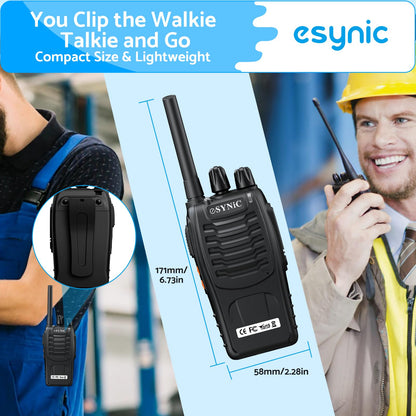 eSynic 6Pack Professional Walkie Talkies for Adults Rechargeable Walkie Talkies Best 16CH Walkie Talkies Long Rang VOX Radio Walkie Talkies With Earpieces Wonderful Gifts For Adults Kids etc