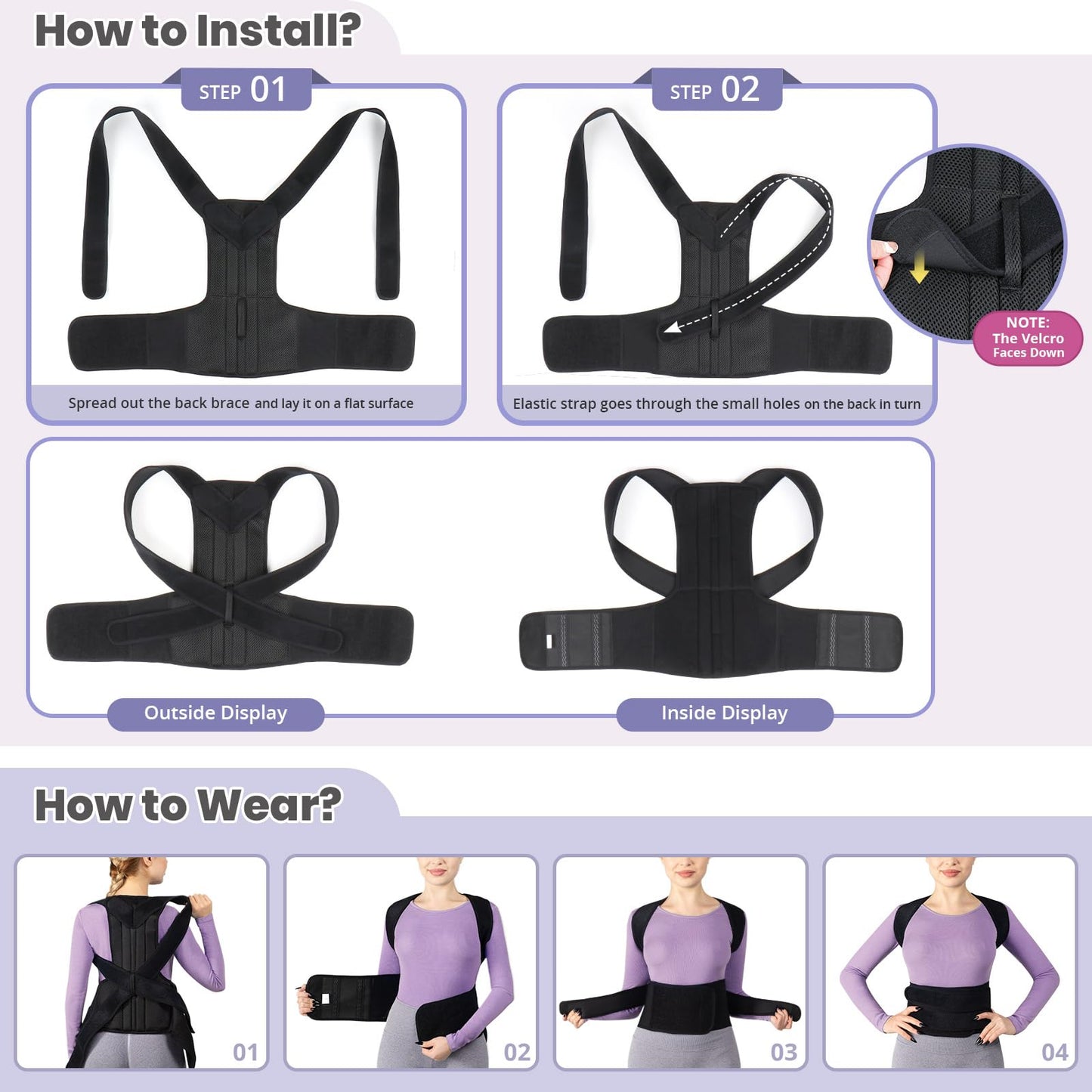 Back Brace for Women and Men Posture Corrector with Adjustable Lumbar Support - Shoulder Upper Lower Back Pain Relief for Hunchback Scoliosis Sciatica - Breathable Design (31.5’’-35.5’’)