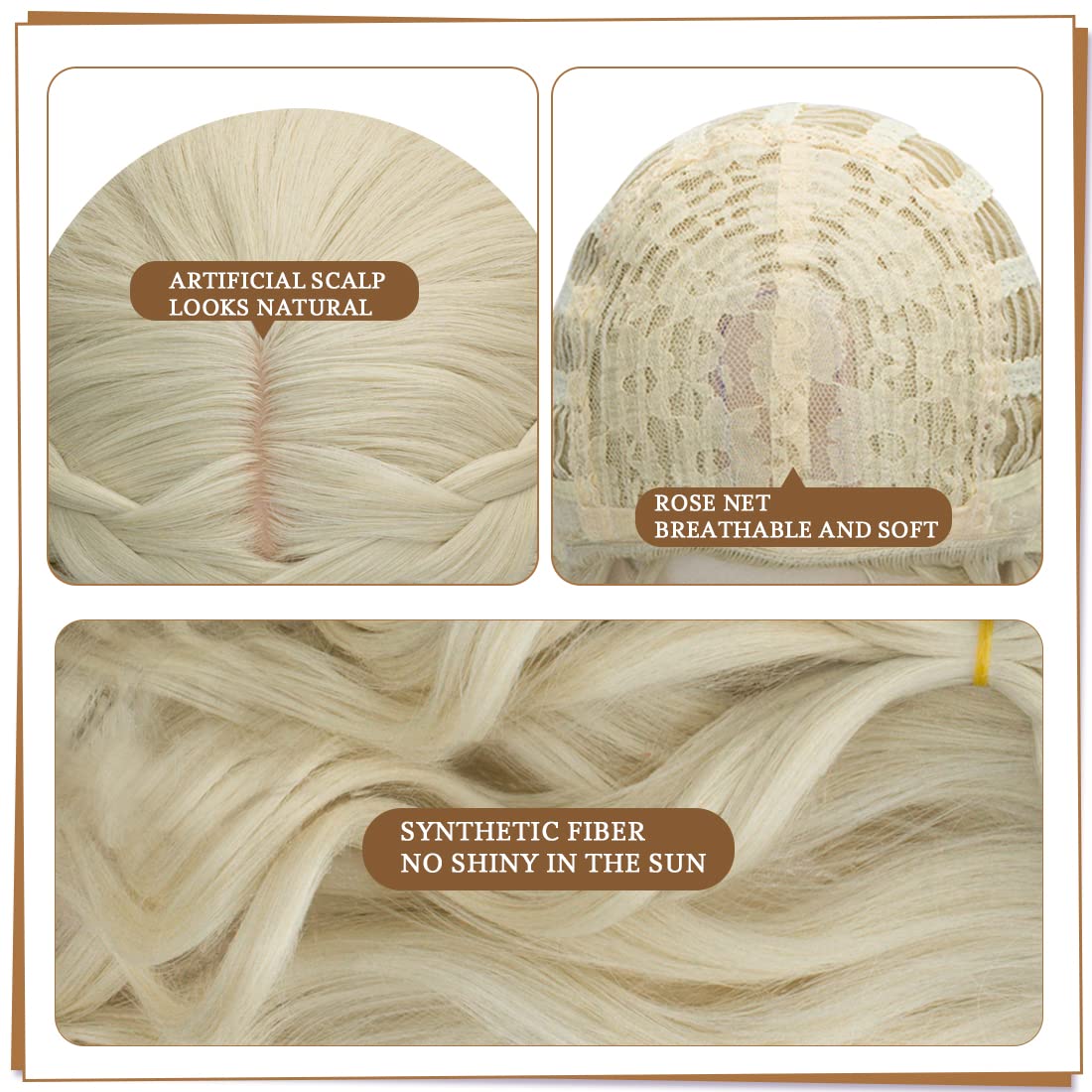 Probeauty Long Blonde Braid Wig Women Halloween Costume Cosplay Wig Cap ( Curly Braid B)
