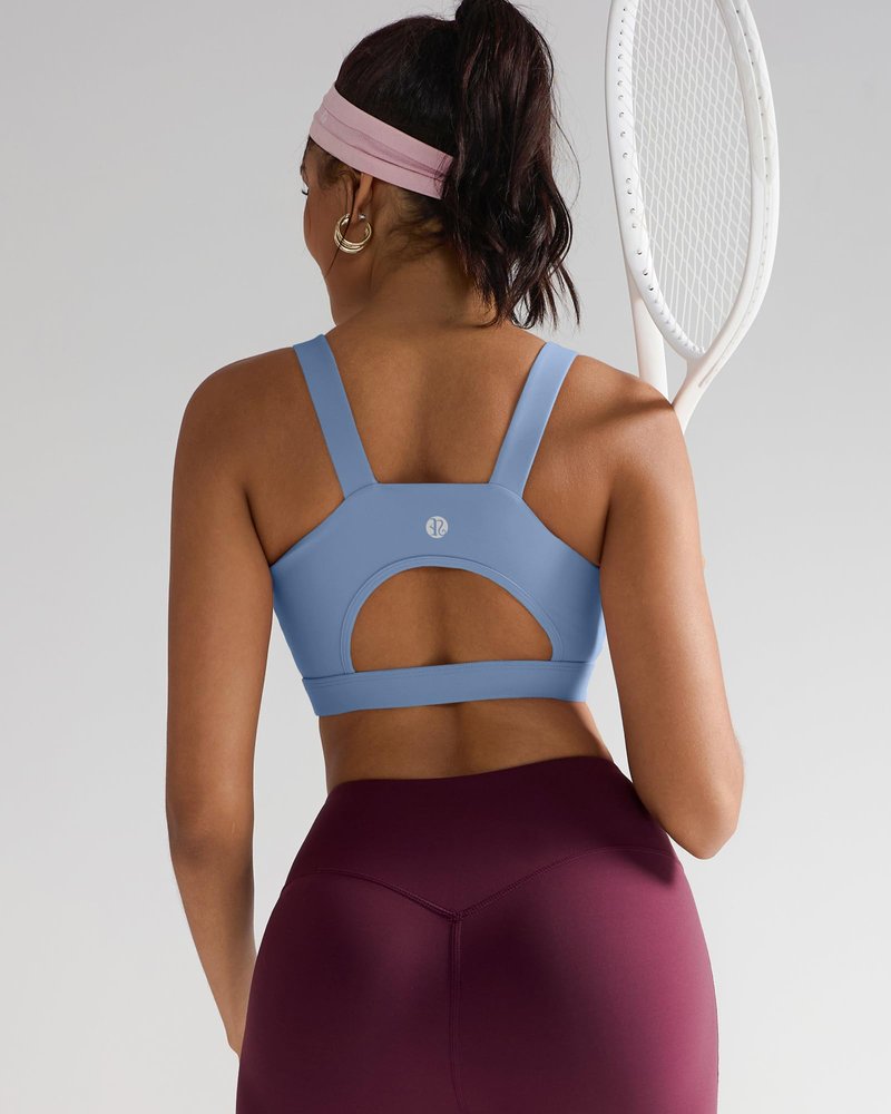 RUNNING GIRL High Impact Sports Bras for Women,Racerback Running Bra Workout Crop Tank Tops Longline Sports Bra Push up(WX2667 Blue,M)
