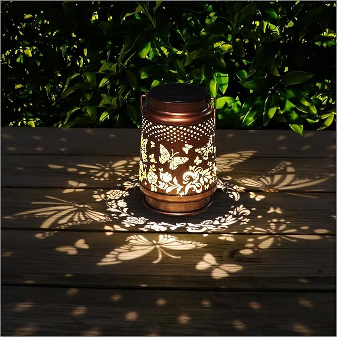 Solar Light, Outdoor Lanterns for Patio Waterproof , Butterfly Outdoor Solar Lanterns for Porch, Yard, Deck, Lawn, Backyard, Patio, Tabletop, Pathway