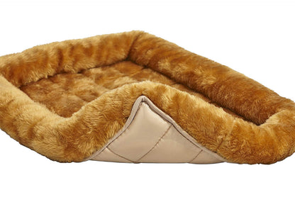 MidWest Homes for Pets QuietTime XXS Dog Bed – Cinnamon Faux Fur Bolster, Ultra-Soft and Machine Washable, Fits 18-Inch Crates and Carriers, for Small Dogs and Cats