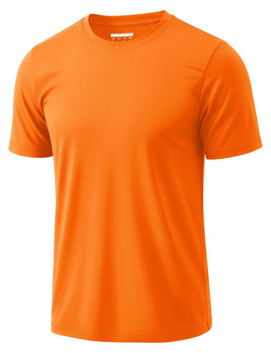 MAGCOMSEN Men's Short Sleeve Dry Fit Shirts Athletic Running Moisture Wicking Tee UPF 50+ Hiking Gym Tshirt Fluorescent Orange M