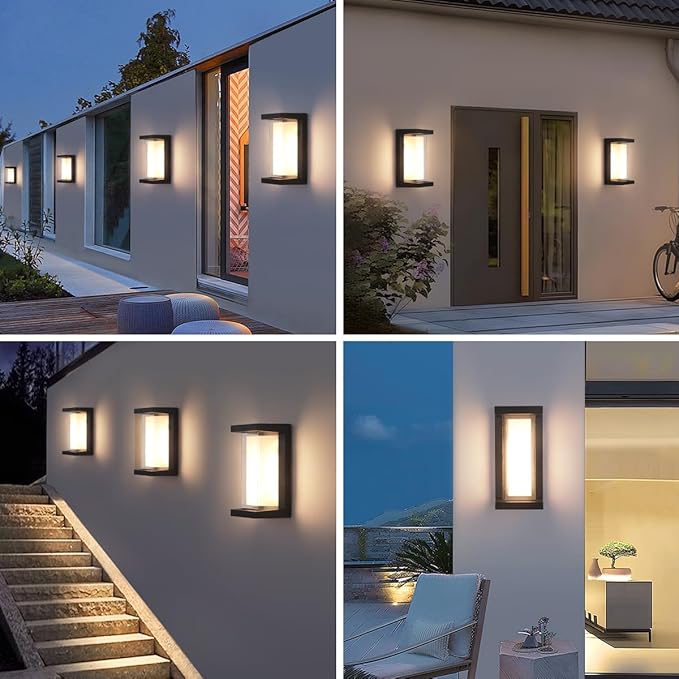 Exterior Wall Lighting,15%-100% Dimmable Indoor Wall Light Fixtures,3000K/4000K/6500K Adjustable,24W Outdoor Porch Light,Waterproof Outdoor Modern Wall Sconce Lights,2160LM Indoor Wall Sconce 4 Pack