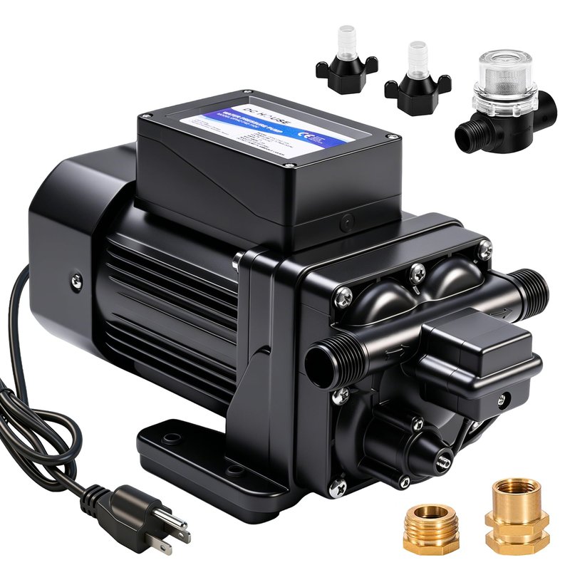 DC HOUSE Continuous Duty 110V Brushless Water Pump, 6GPM 55PSI 4-Chamber Heavy Duty Self Priming Diaphragm Pump for Garden Irrigation, Agricultural Spraying, Pressure Washing & Water Transfer