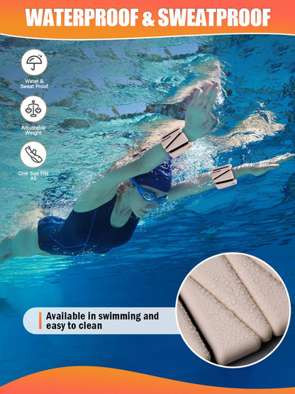 BECOJADDE Wrist Ankle Weights Adjustable Training Intensity for Strength Training Walking Running Yoga Pilates Jogging for Women Men Set of 2 (2 lb Each), Beige