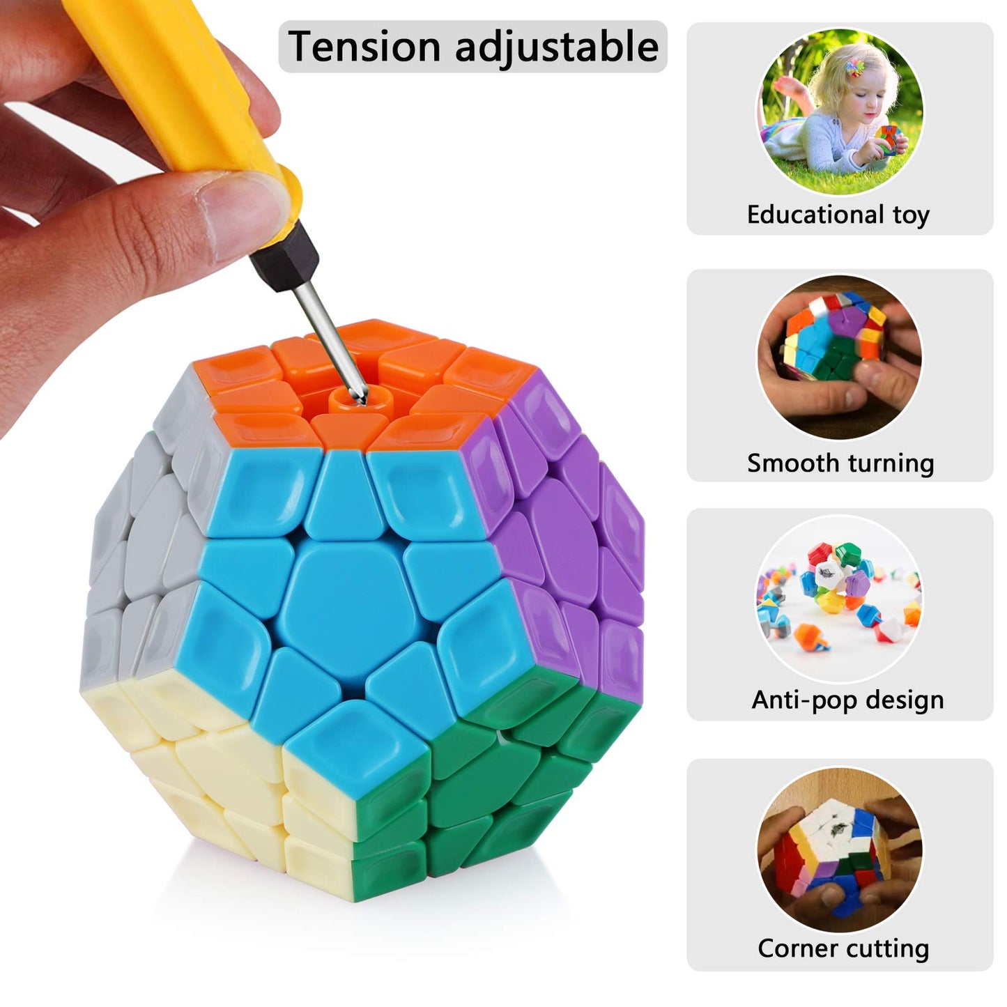 Maomaoyu Megaminx Dodecahedron 3x5 Megaminx Speed Magic Cube Brain Teasers Stocking Filler Toy