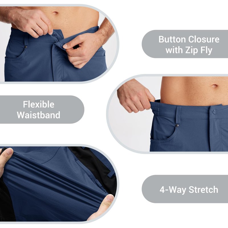 CRYSULLY Men's Summer Outdoor Shorts 9" Quick Dry Cargo Casual Work Hiking Dress Shorts Royal Blue M