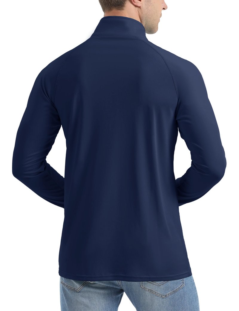 KINSWT Mens Long Sleeve Sun Protection Shirts Quarter Zip Pullover Lightweight 1/4 Zip Moisture Wicking UV Shirts Navy Blue 2XL