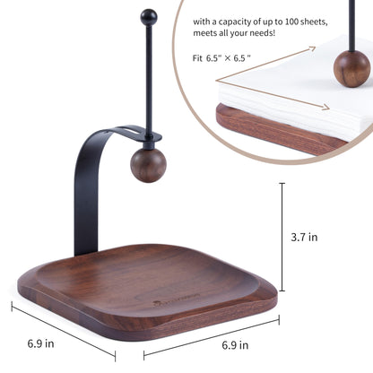 Celestree North American Black Walnut Napkin Holder Duty Solid Wood Tabletop Organizer Fits 5-7" Napkins Perfect for Table, Office, Restaurant, Home Decor Outdoor Use, Warm Gift Idea