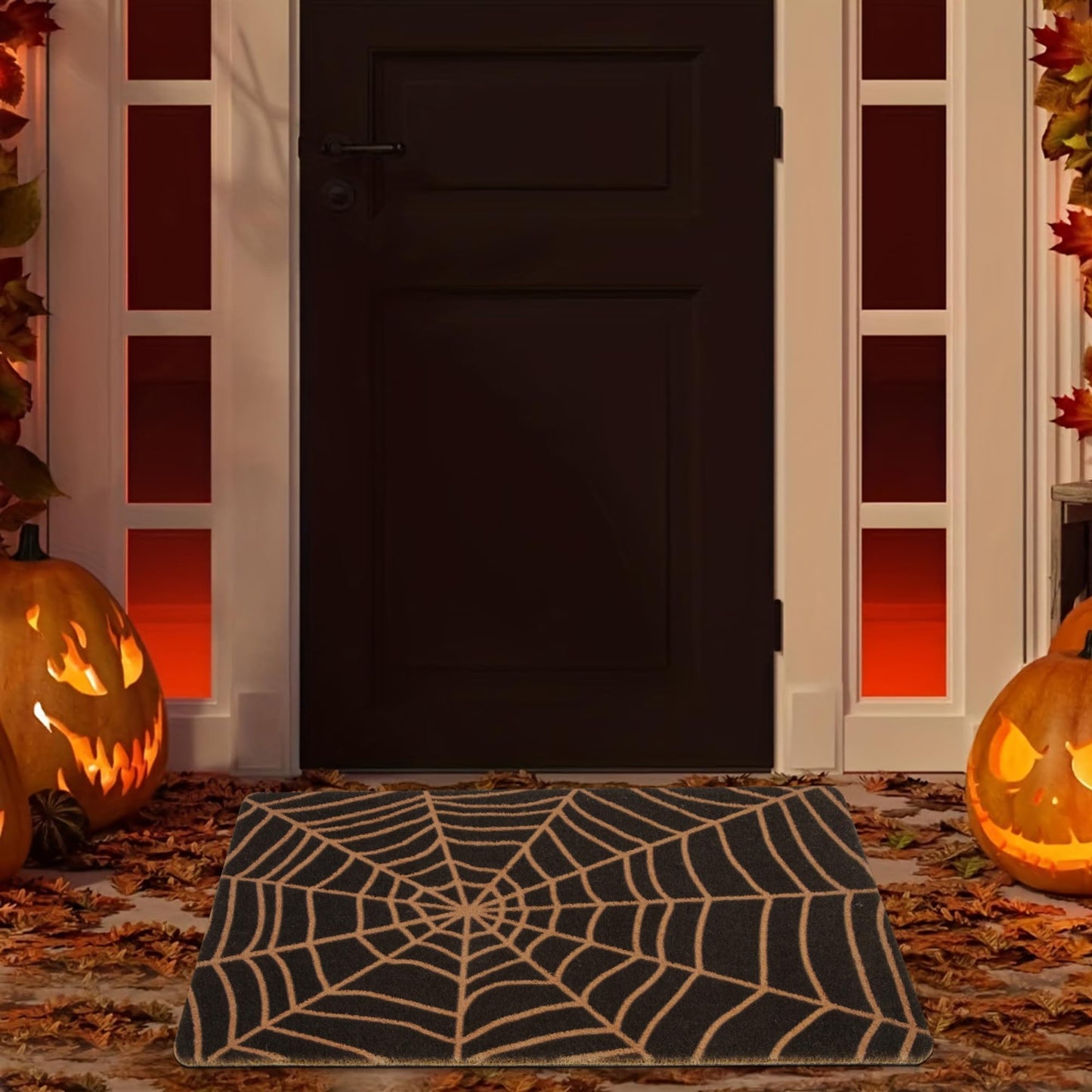 Halloween Spider-Web Welcome-Doormat - Outdoor Entrance Coir Non Slip Fashionable Mat Indoor Home Room Front Door Decor