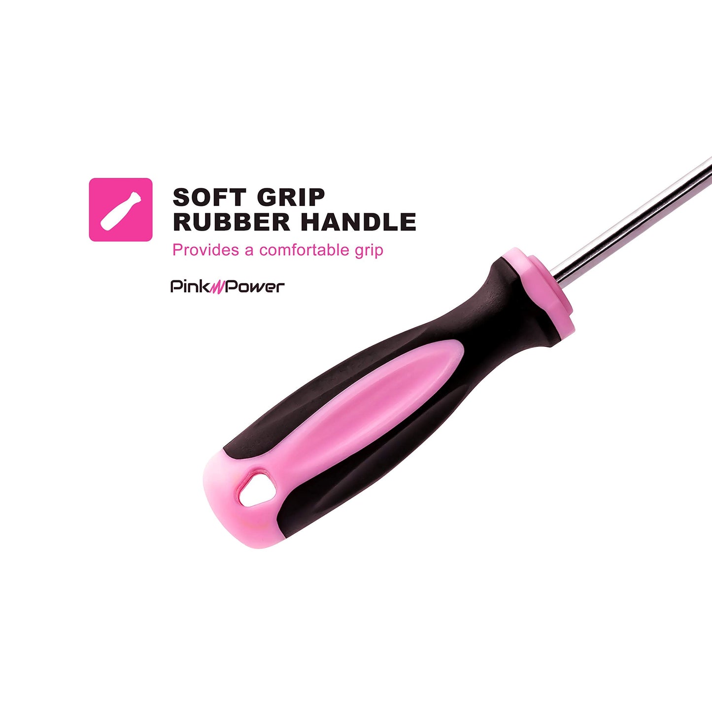 Pink Power Magnetic Screwdriver Set - 6 Piece Phillips and Flathead Hand Tool Set for Women