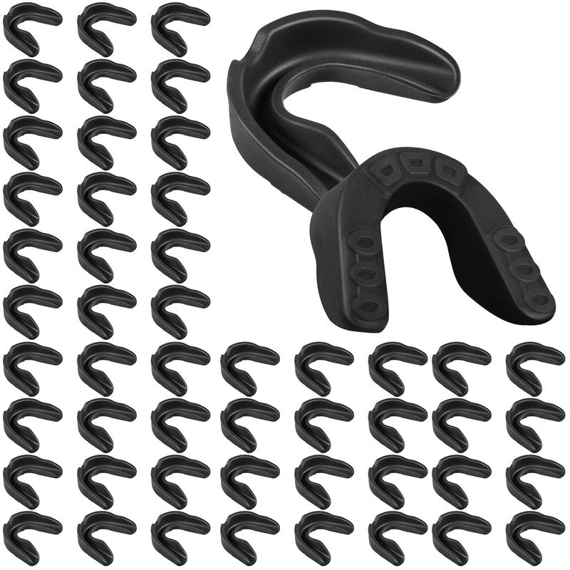 Frienda 50 Pcs Football Mouth Guards Bulk Youth Football Mouthpiece Sports Athletic Mouthguard Teeth Guard for Hockey Karate Basketball Boxing Lacrosse Rugby(Black)