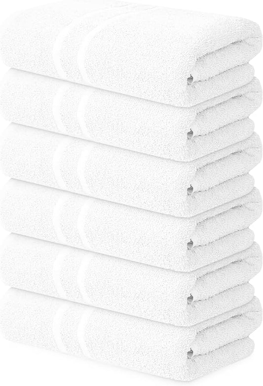 Basic Medium Bath Towels 24x48 Inches – Pack of 6 – White Color – Soft and
