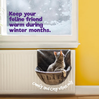 Petlicity Deluxe Radiator Cat Bed, Round Cosy and warm fleece beds Basket Cradle Hammock, Solid & Durable Iron Frame handling heavier Animals, Perfect for Cats, Kittens, Puppy Dog (GREY)