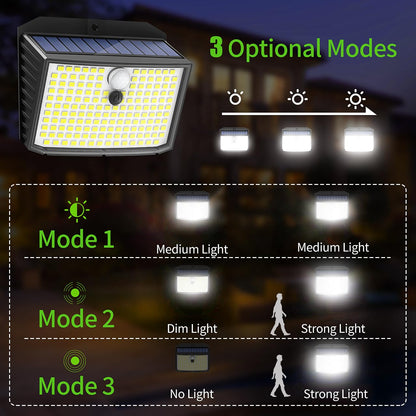 CLAONER Solar Security Lights Outdoor, Motion Sensor Light 3 Lighting Modes Solar Powered LED Lights IP65 Solar Wall Lights for Yard Garage Garden Fence Door (4 Pack)