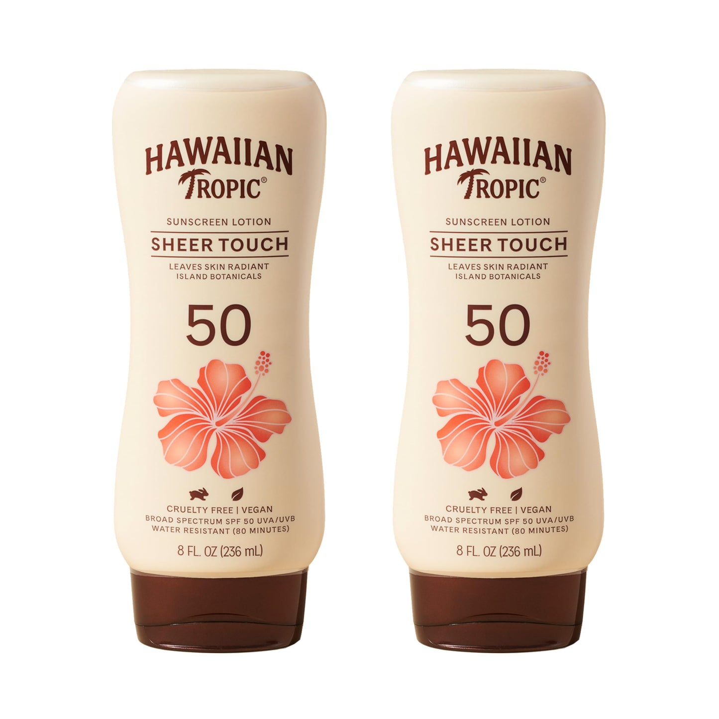 Hawaiian Tropic Sheer Touch Lotion Sunscreen SPF 50, 8oz Twin Pack | Hawaiian Tropic Sunscreen SPF 50, Sunblock, Broad Spectrum, Oxybenzone Free, 8oz each