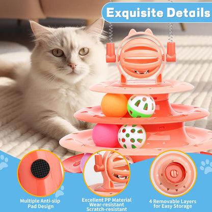 Goosheep Cat Toy Interactive Pet Plaything for Indoor Kitten Interactive Kitty Puzzle Ball with 2 Cat-Tease (Orange)