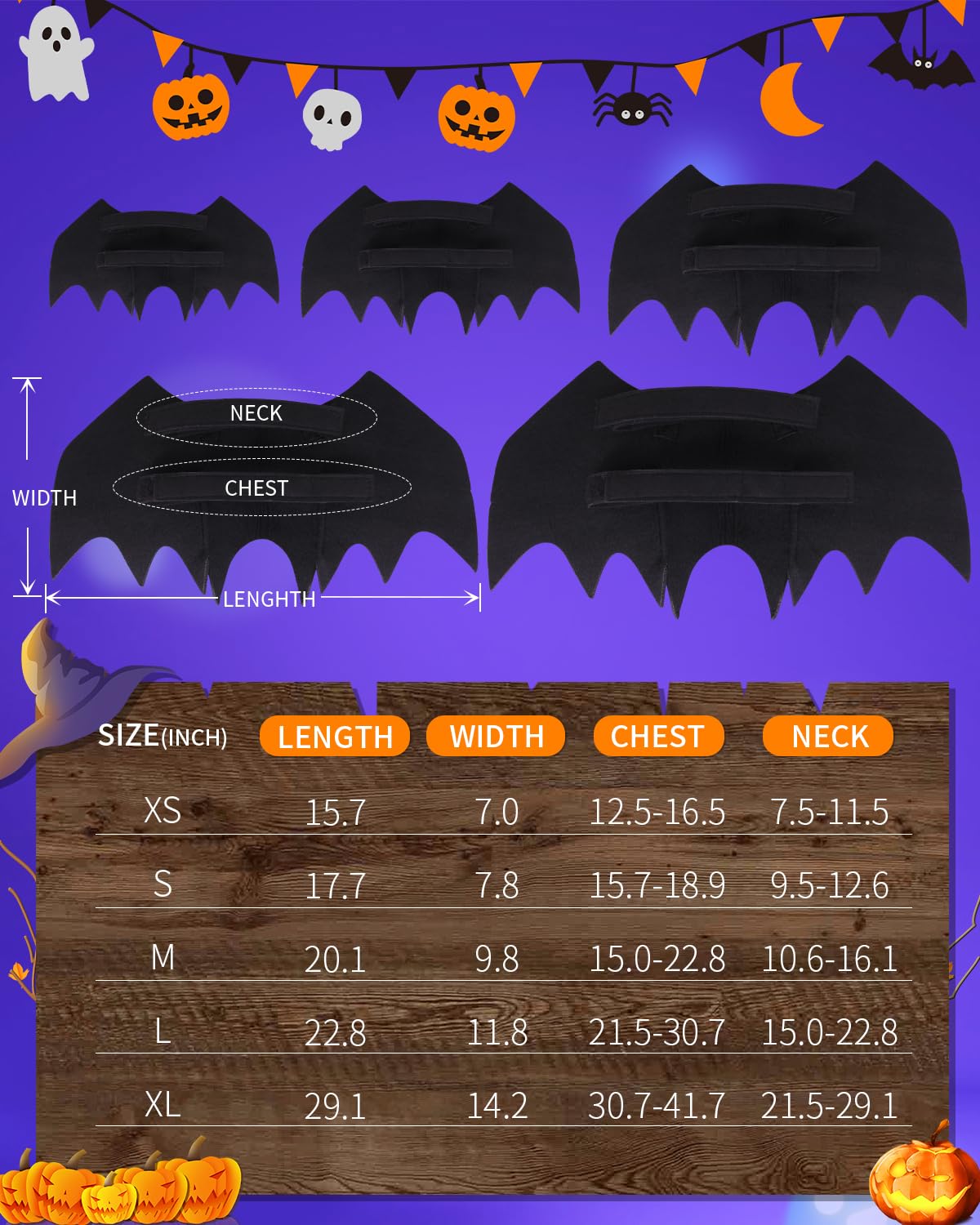 Dog Halloween Costumes for Large Dogs, Dog Bat Wings with Pumpkin Bell Pet Halloween Cosplay Party Dress Up (Large)