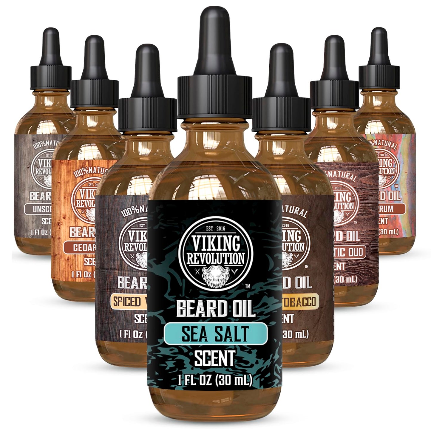 Viking Revolution Sandalwood Beard Oil for Men - Natural Mens Beard Oil with Argan Oil and Jojoba Oil - Beard Softener, Strengthens and Moisturizes - Beard Conditioner for Men (Sandalwood, 1 Pack)