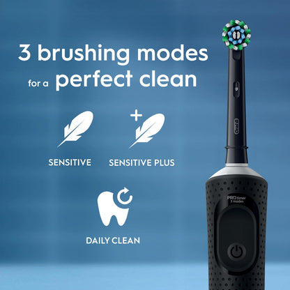Oral-B Vitality Pro 2x Electric Toothbrushes For Adults, 2 Toothbrush Heads, 3 Brushing Modes Including Sensitive Plus, 2 Pin UK Plug, Black & Purple