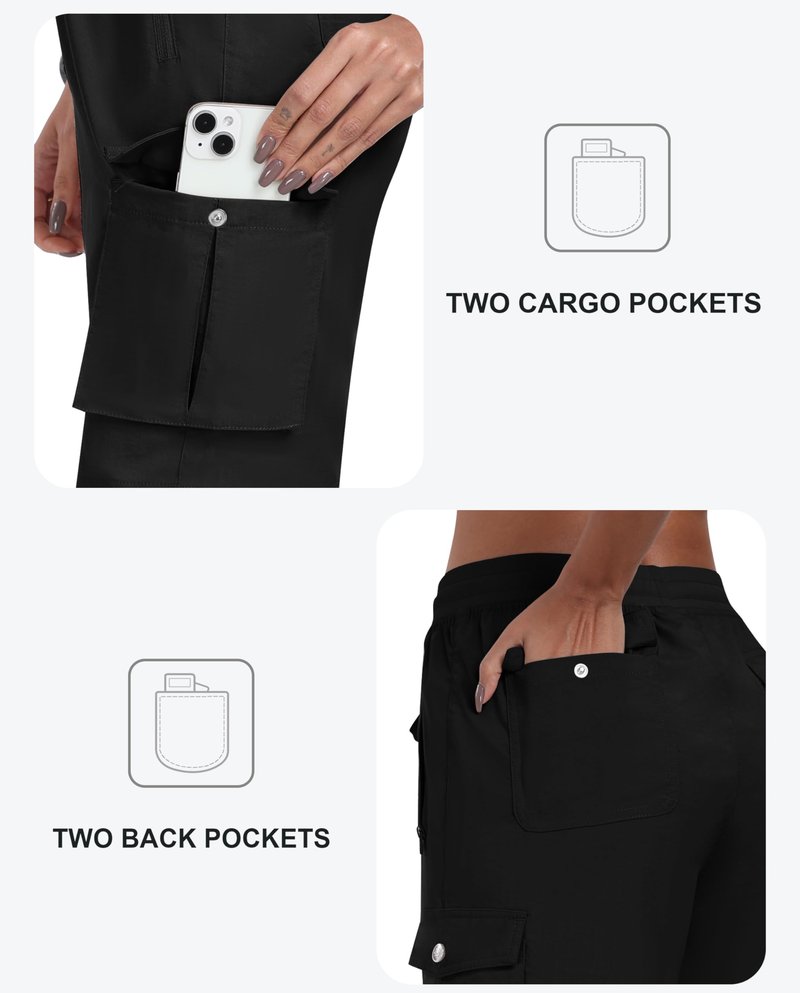 MoFiz Cargo Shorts for Women Quick Dry Athletic Shorts Lightweight Running Summer Hiking Shorts with Pockets Black XL