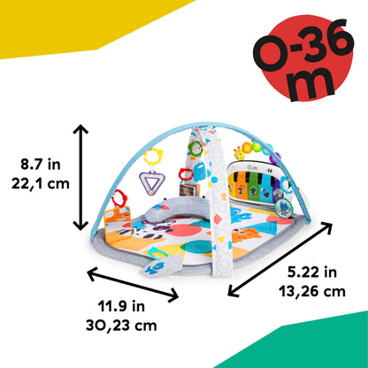 Baby Einstein, 4-in-1 Kickin' Tunes and Language Discovery Play Gym with Piano, Mat with Detachable Activity Toys, Lights, Sounds and Music, Ages Newborn +