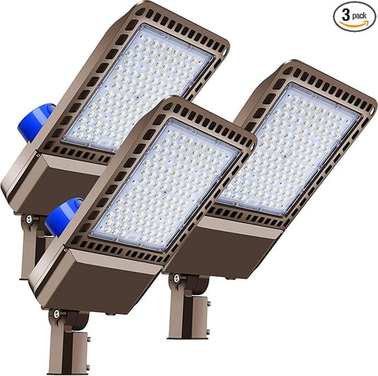 ledmo LED Parking Lot Light 300W, Outdoor Commercial Area Street Security Lighting Fixture with Photocell Sensor and Slip Fitter Mount - Energy-Efficient, Durable Design 5000K(3 Pack)