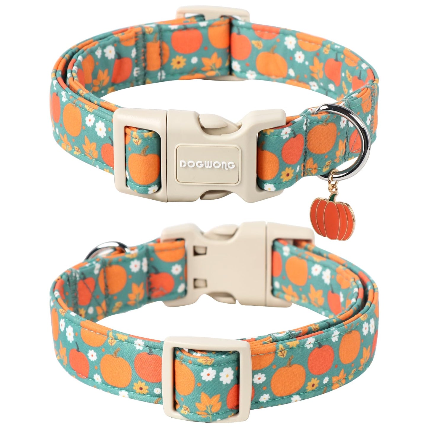 DOGWONG Fall Pumpkin Dog Collar- Cute Fall Holiday Dog Collars Adjustable Halloween Dog Collar for Small Medium Large Dogs M