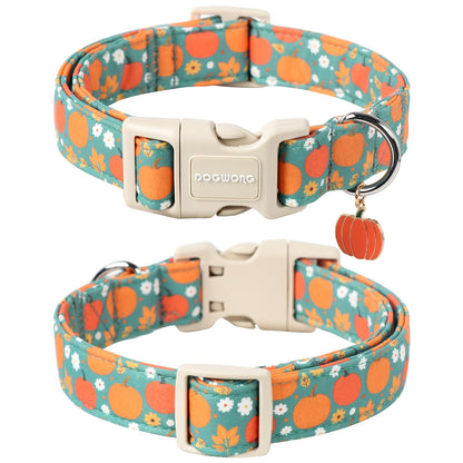 DOGWONG Fall Pumpkin Dog Collar- Cute Fall Holiday Dog Collars Adjustable Halloween Dog Collar for Small Medium Large Dogs M