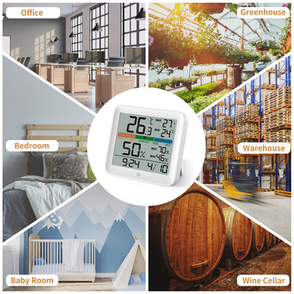 NOKLEAD Hygrometer Indoor Thermometer-Digital Room Humidity Gauge Accurate temperature Monitor Meter Max/Min Records, Touch LCD with Calibration Backlight Clock, Comfort Icon for Home Greenhouse