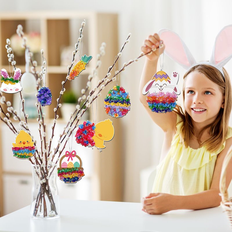 ATFUNSHOP 10 Packs Poke in Crafts Art Easter Basket Stuffers, Mess Free Kids Paper Activites, Easter Gifts for Boys and Girls 4 5 6 7 8 9 Years Old, DIY Eggs & Bunny Toys