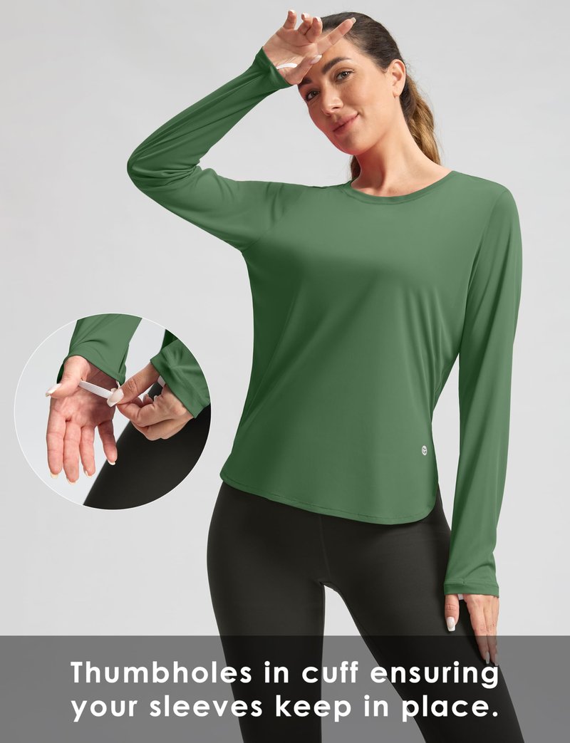 Women's Sun Shirts UPF 50+ Long Sleeve UV Protection Shirt Lightweight Quick Dry Workout Hiking Tops for Women(Army Green,XL)