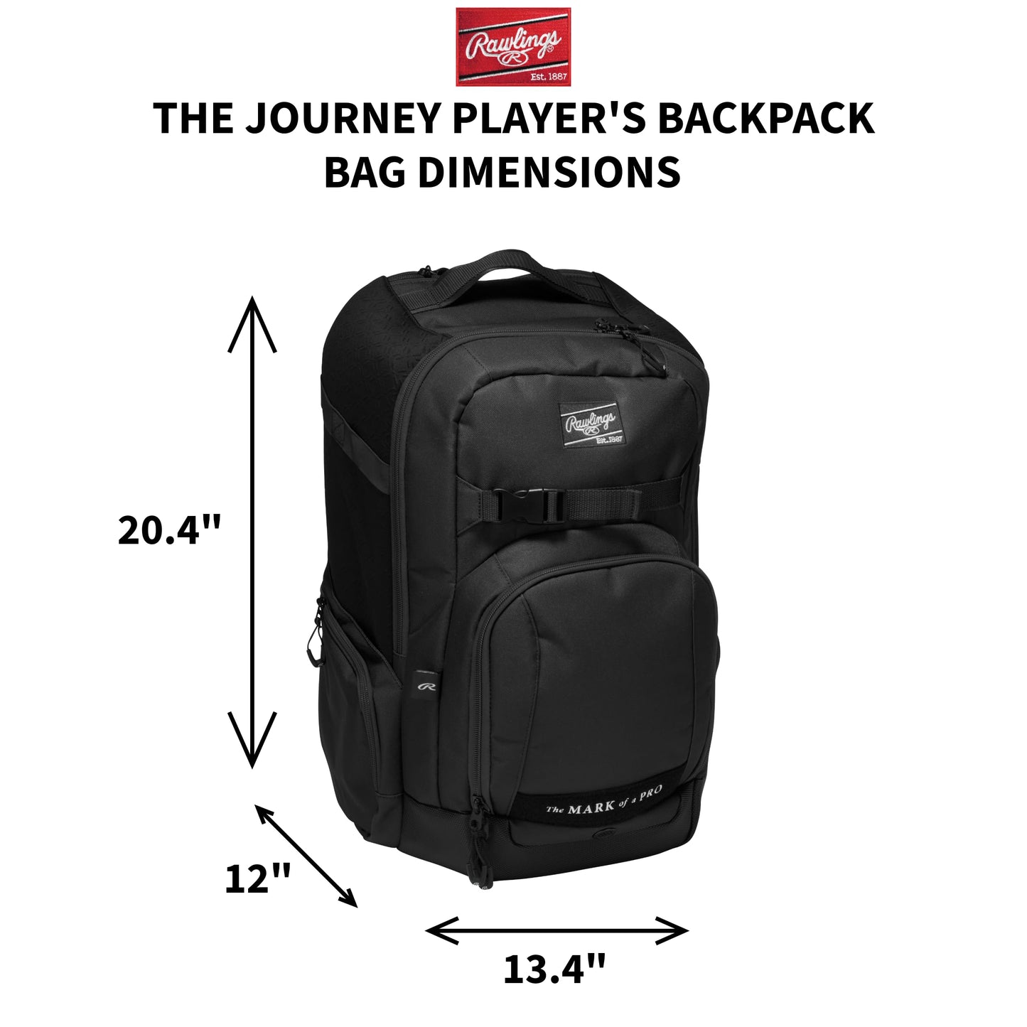 Rawlings | THE JOURNEY Player's Backpack | Baseball/Softball | White