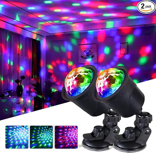 Rechargeable Disco Ball Lights Party Lights, Disco Ball Light Strobe Light Sound Activated LED Light Multicolor for Kids Home Car Room Dance Birthday Karaoke Halloween Christmas Club -2 Packs